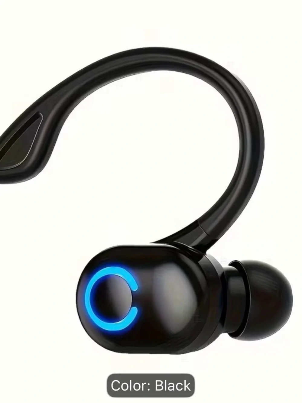 Wireless Bluetooth Earbud with Ear Hook - Black